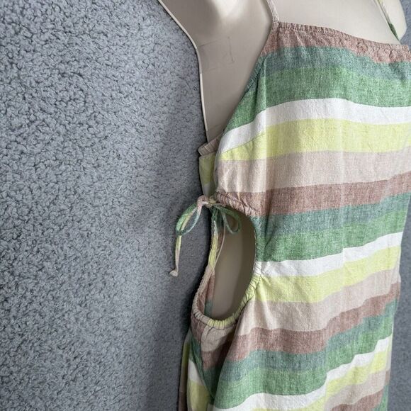 Aerie Mini Dress Size Medium Striped Multicolor Line Blend Side Cut Out Smocked - Picture 5 of 11
